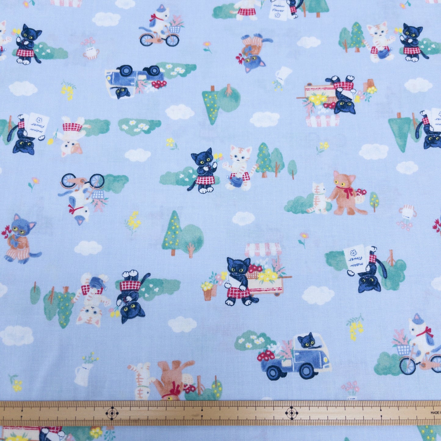 Japan | cat village 貓之小鎮 | cotton printed sheeting 純棉