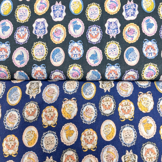 Japan | mirror cat 貓貓鏡子 | cotton printed 60s 純棉