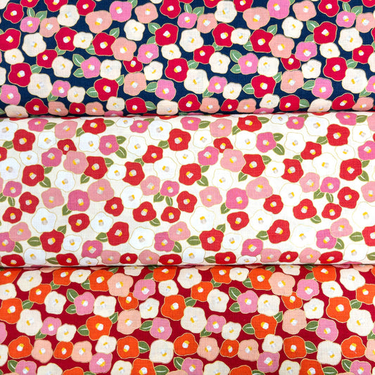 Japan | camellia 山茶花| cotton printed shantung 竹節棉