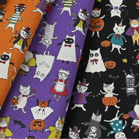 Japan | Seasonal cats halloween 貓貓萬聖節 | cotton printed sheeting 純棉