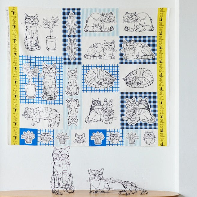 +HAyU fabric | HAyU CAT | cotton linen printed canvas 棉麻 (110x98cm)
