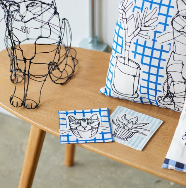 +HAyU fabric | HAyU CAT | cotton linen printed canvas 棉麻 (110x98cm)