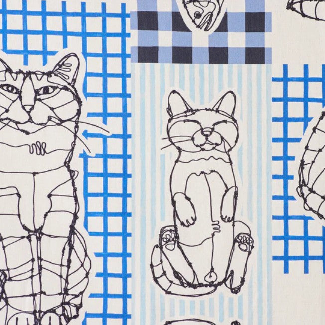 +HAyU fabric | HAyU CAT | cotton linen printed canvas 棉麻 (110x98cm)
