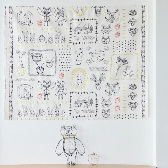 +HAyU fabric | ANIMALS | cotton linen printed canvas 棉麻 (110x98cm)