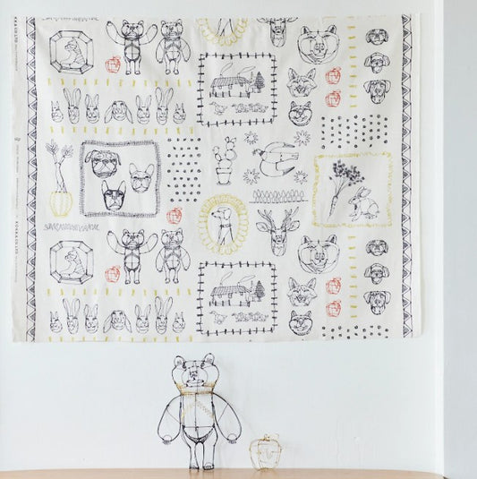 +HAyU fabric | ANIMALS | cotton linen printed canvas 棉麻 (110x98cm)