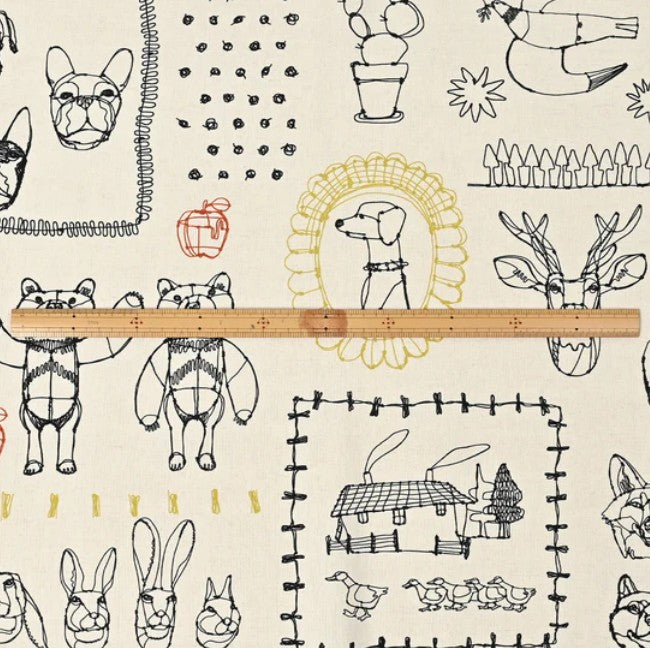 +HAyU fabric | ANIMALS | cotton linen printed canvas 棉麻 (110x98cm)