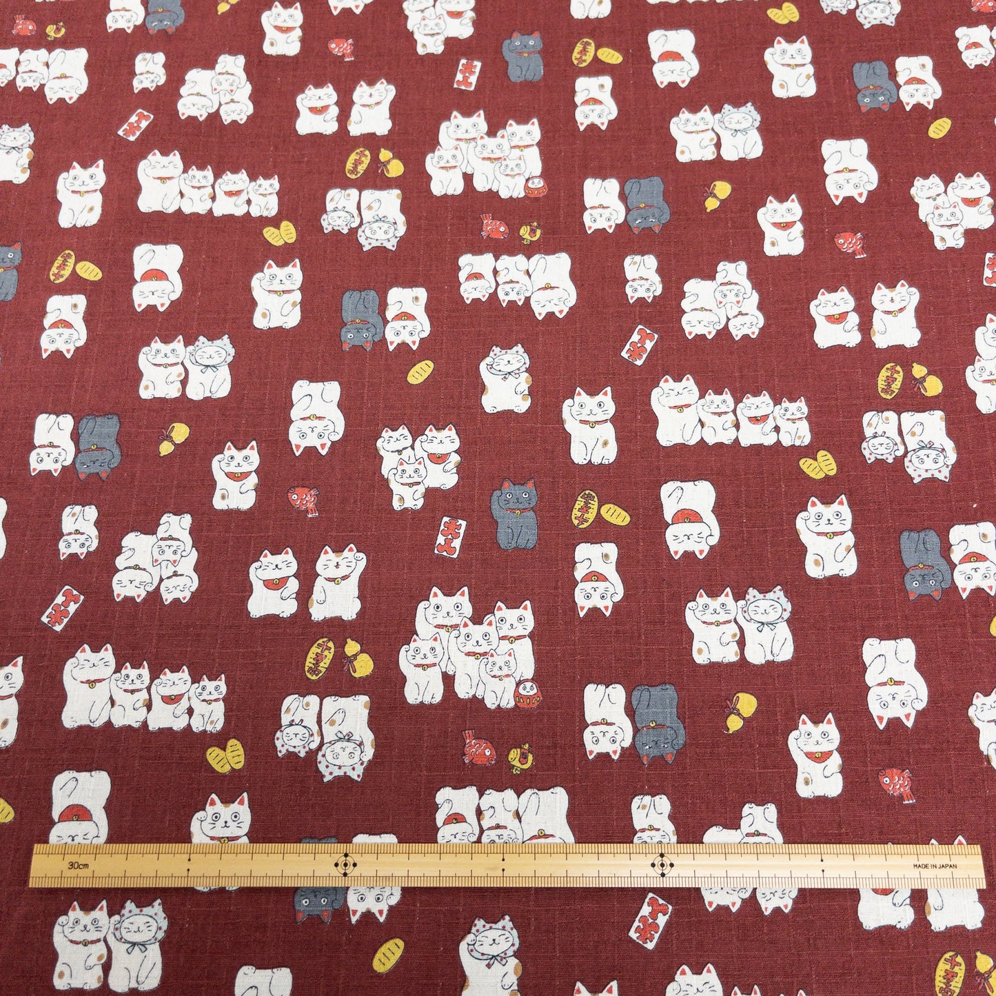 Japan | lucky cat 招財貓 | cotton shantung 竹節棉