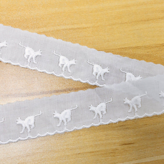 lace 蕾絲花邊 | 奔跑貓貓刺繡蕾絲花邊 No.1372