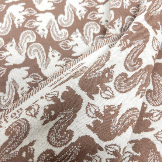 maffon | squirrel cocoa ivory 松鼠 啡+米色 | cotton jacquard knit 雙面純棉提花針織 - 160cm