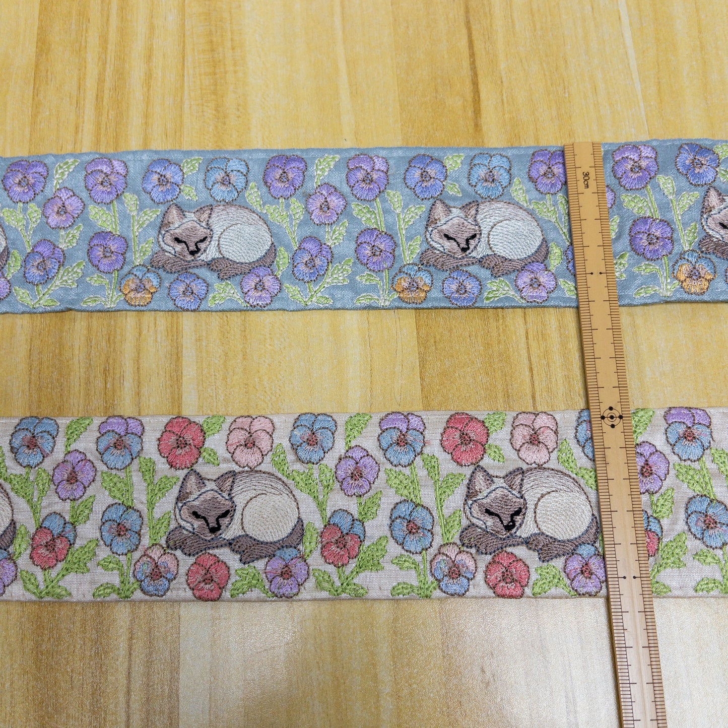 India | cats & flowers 6cm 貓和花 | embroidery webbing 刺繡帶
