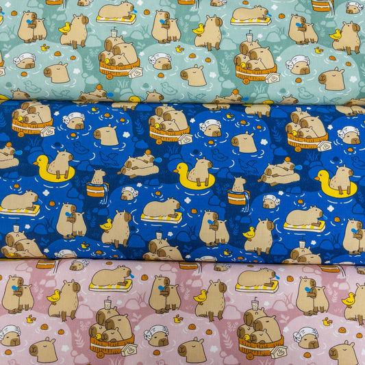 Taiwan | 水豚温泉 capybara | cotton printed oxford 純棉