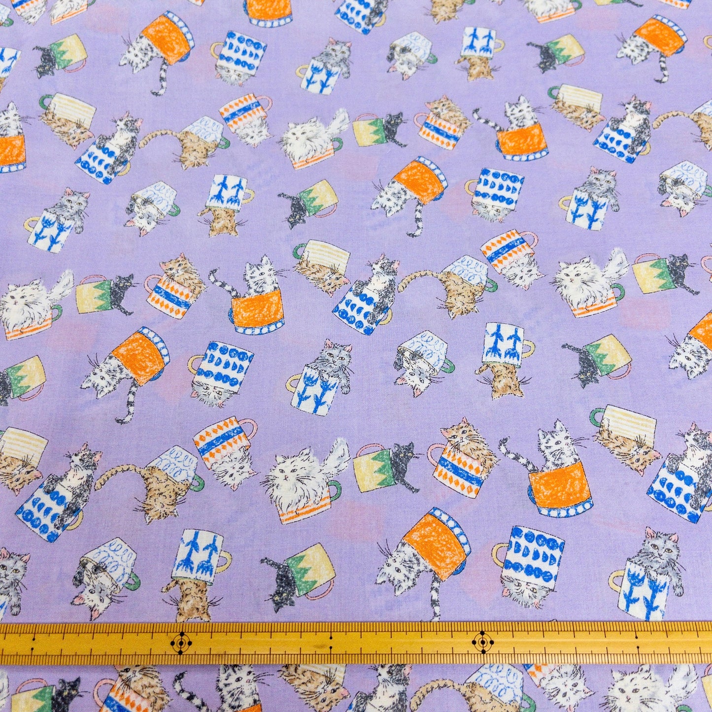 Japan | tea cup cat 貓貓茶杯 | cotton printed sheeting 60s 純棉 60支棉