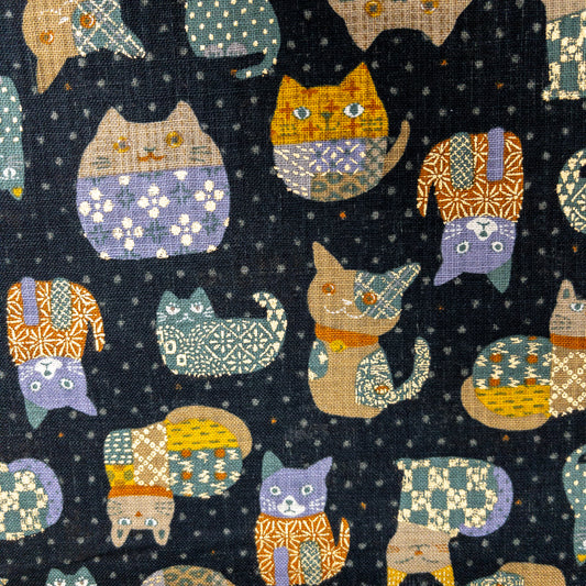 Japan | japanese cat 和風不倒翁貓貓 | cotton printed poplin 竹節棉