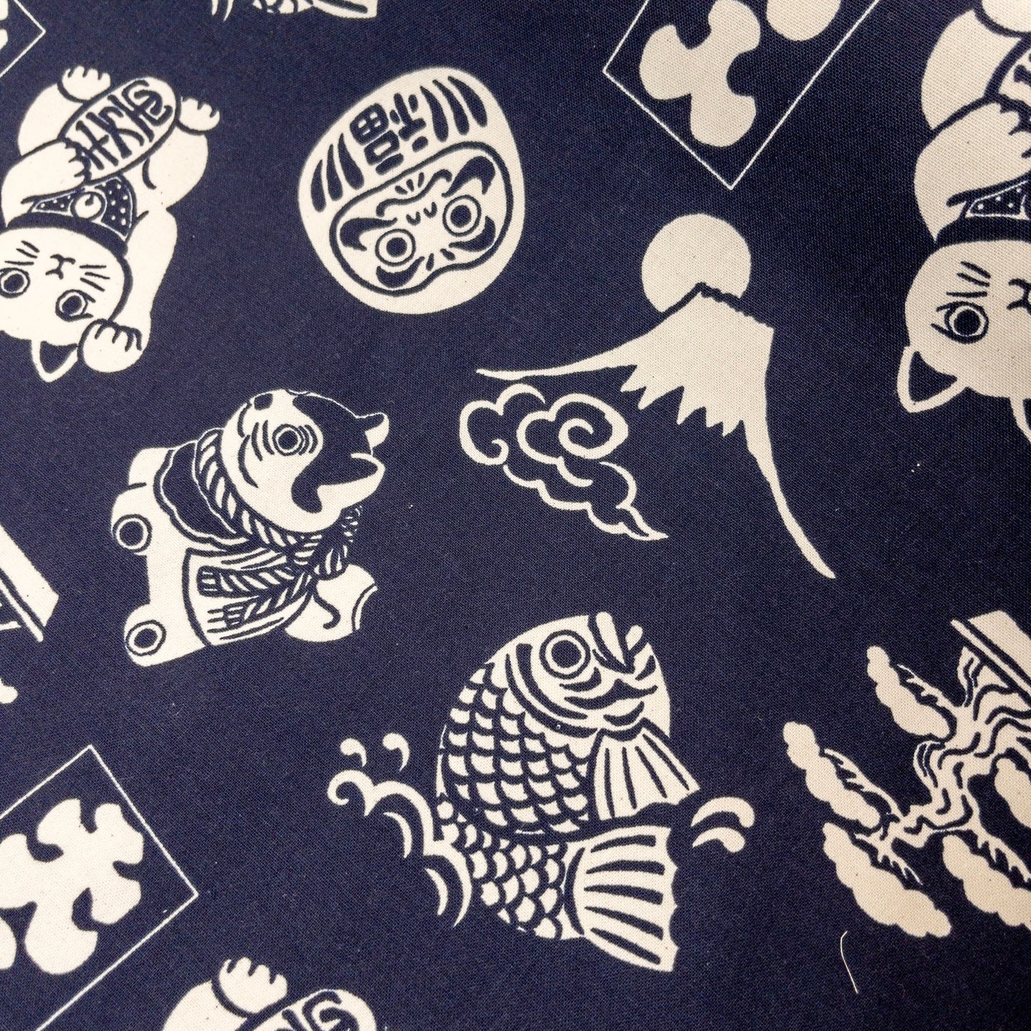 Japan | japanese pattern daruma 達摩富士山招財貓圖案 | cotton printed light weight canvas 純棉