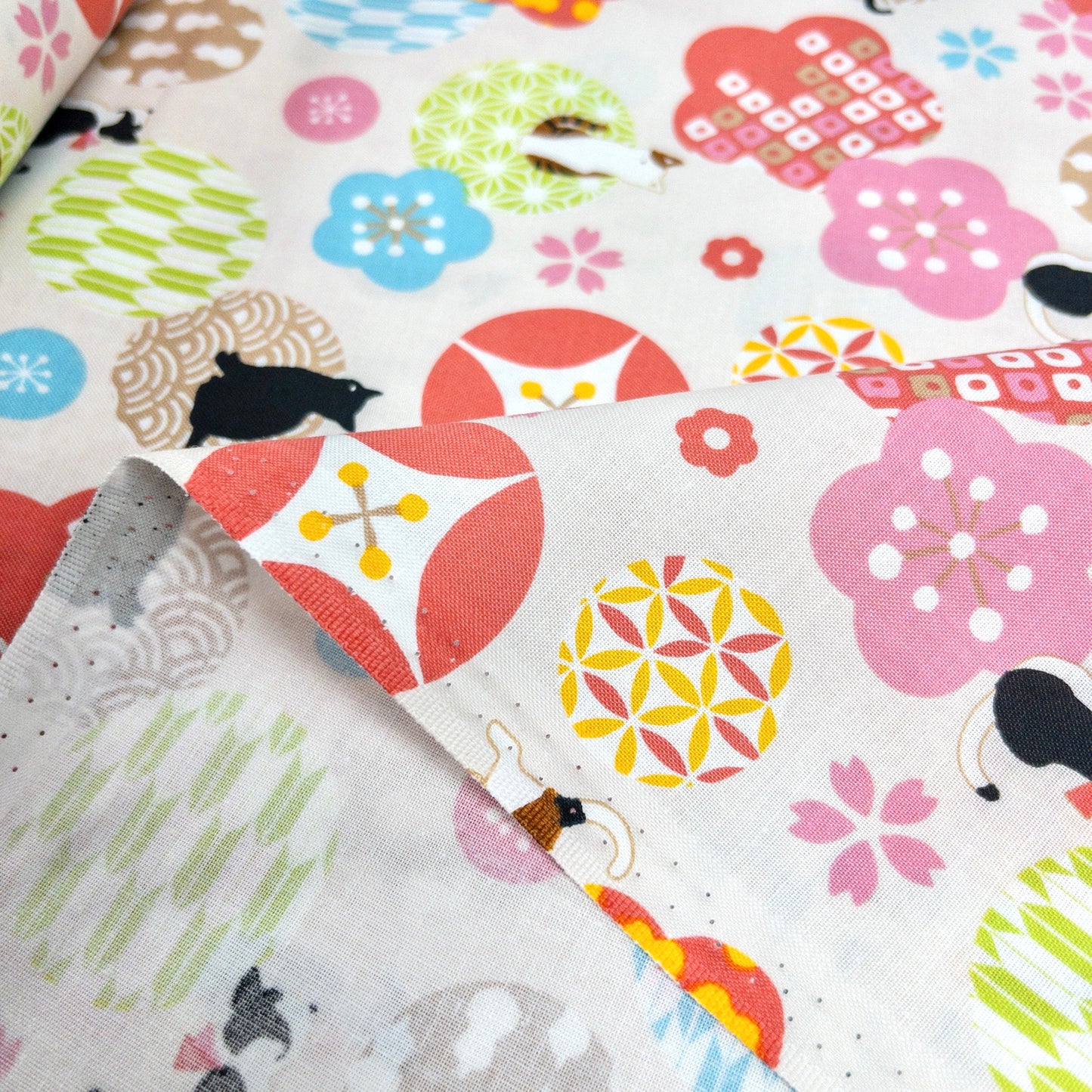 Japan | sakura cat 櫻花貓貓 | cotton printed sheeting 純棉
