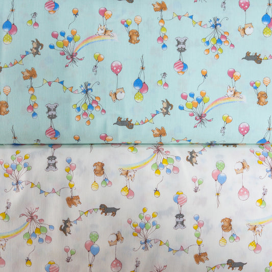 Japan | balloon puppies 氣球小狗 | cotton printed sheeting 純棉