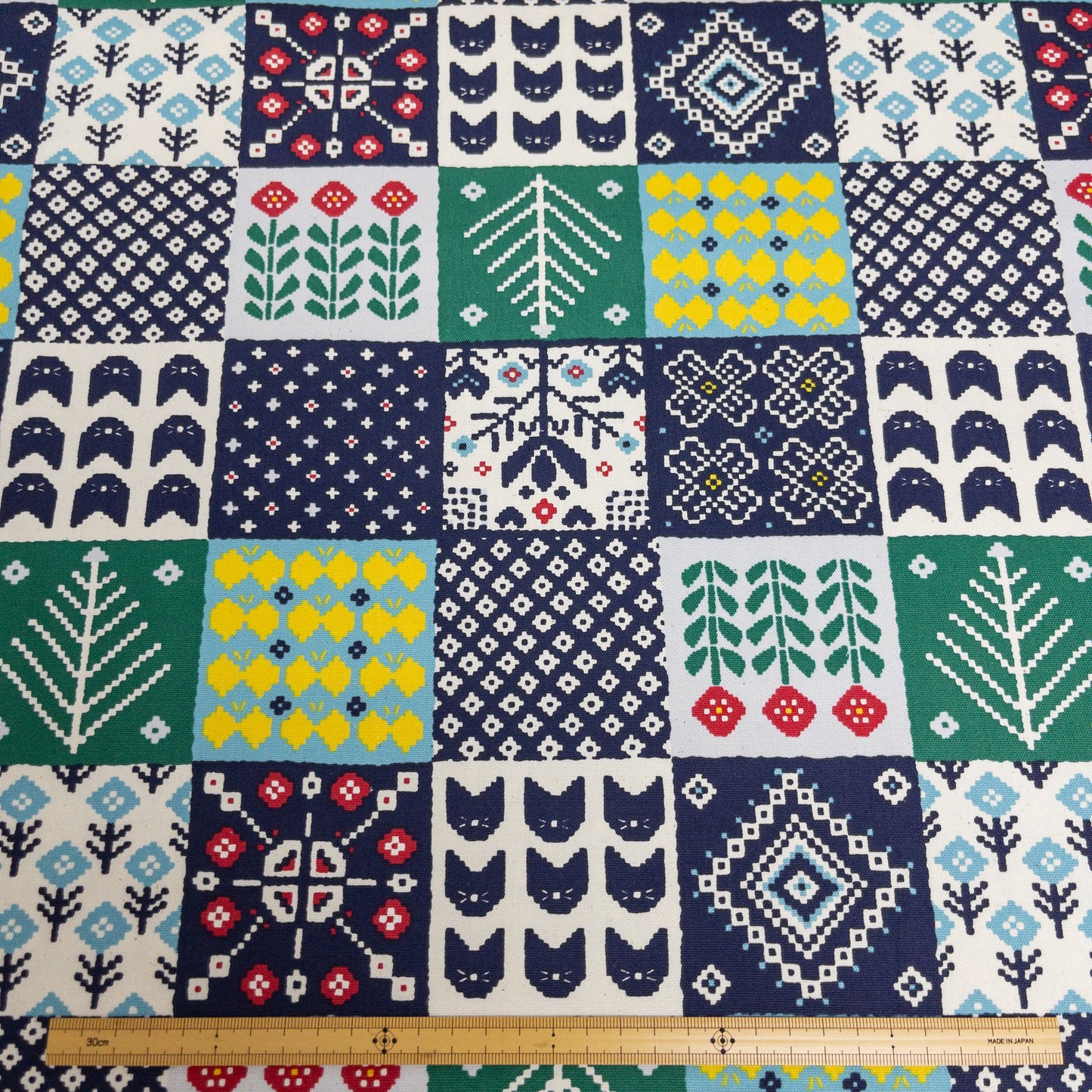 Japan |Plaid faux embroidery 格仔仿刺繡 | cotton printed oxford 純棉