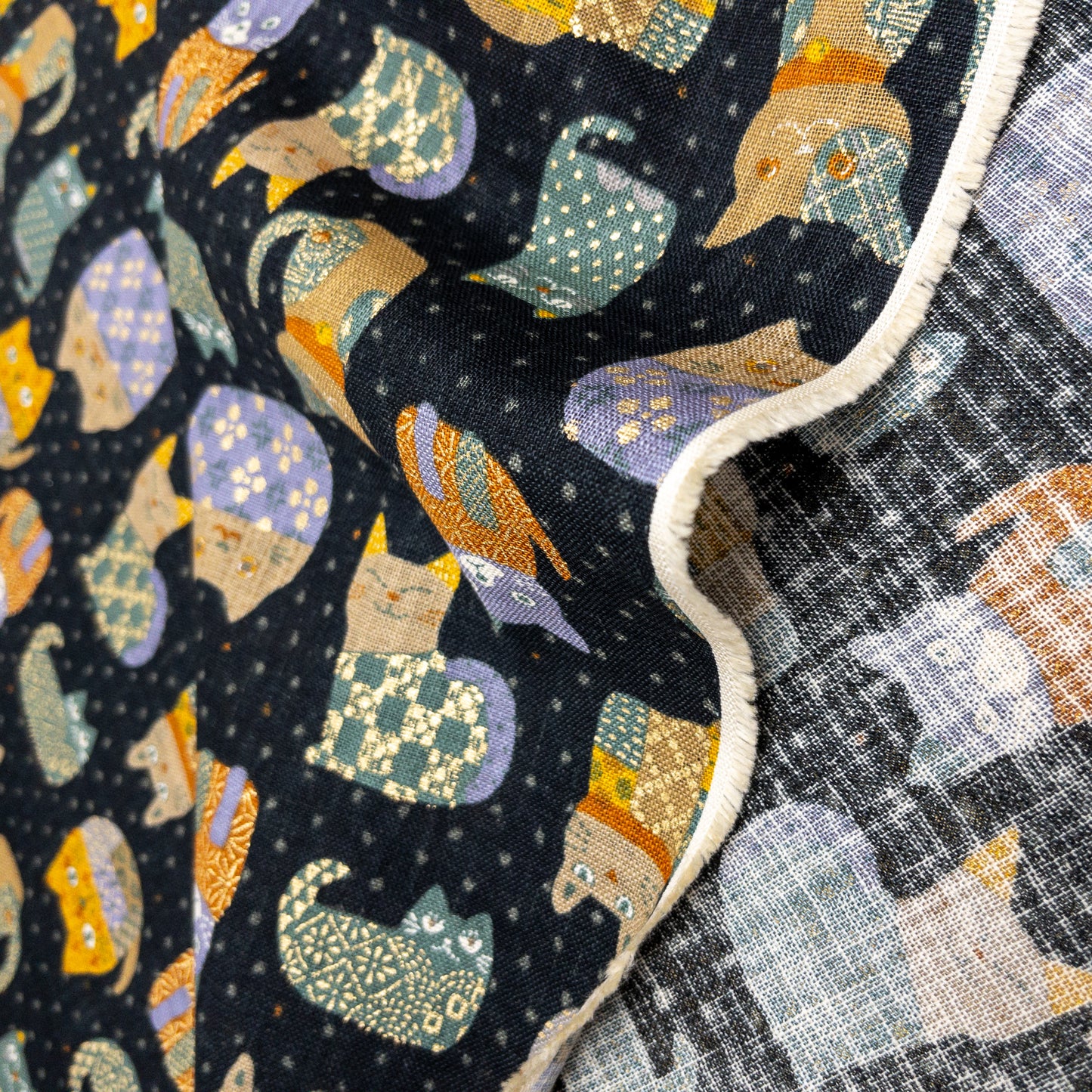 Japan | japanese cat 和風不倒翁貓貓 | cotton printed poplin 竹節棉