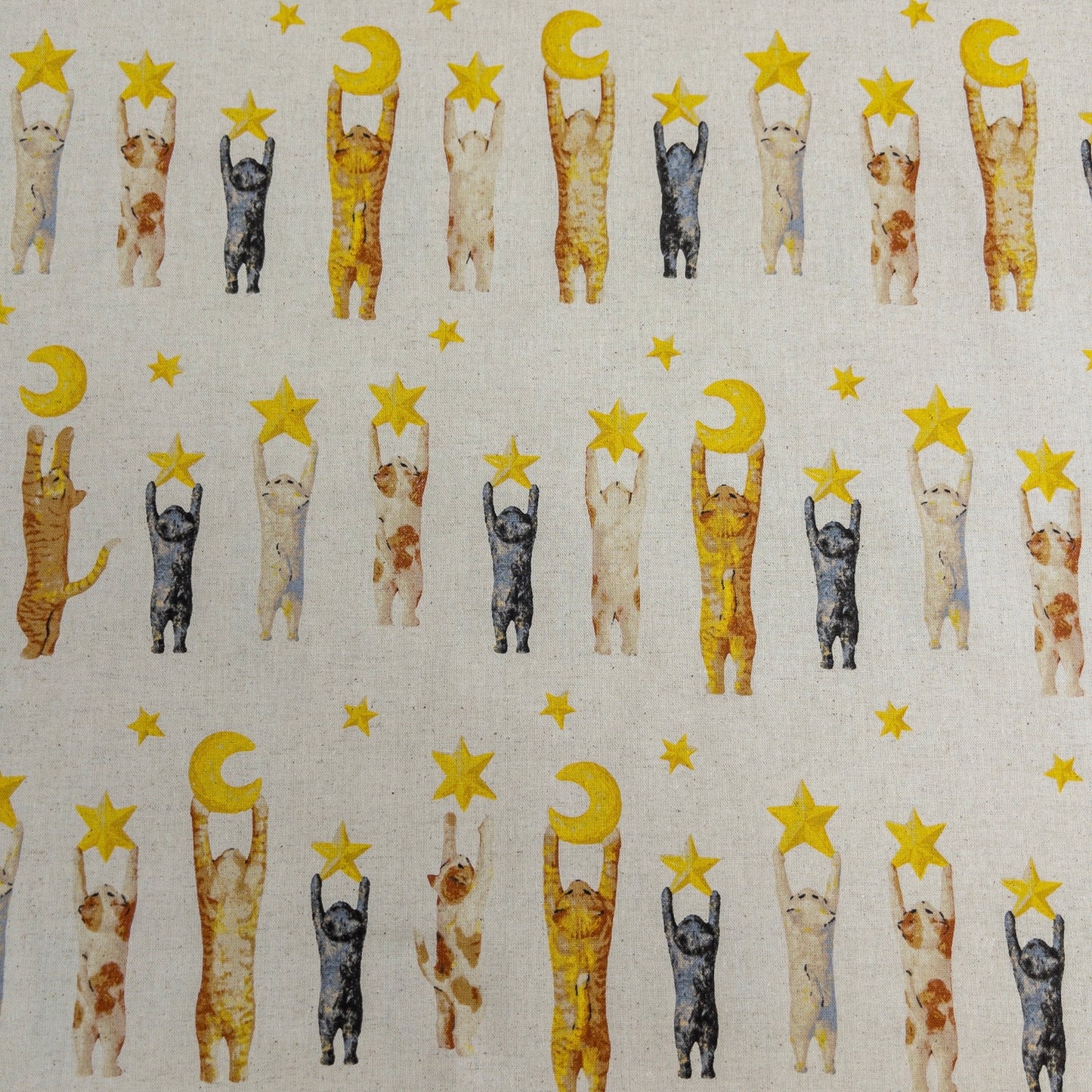 ネコノテキスタイル by SAKURA HANADUSA | 夜まで待てない cat 星星貓 | cotton linen 棉麻
