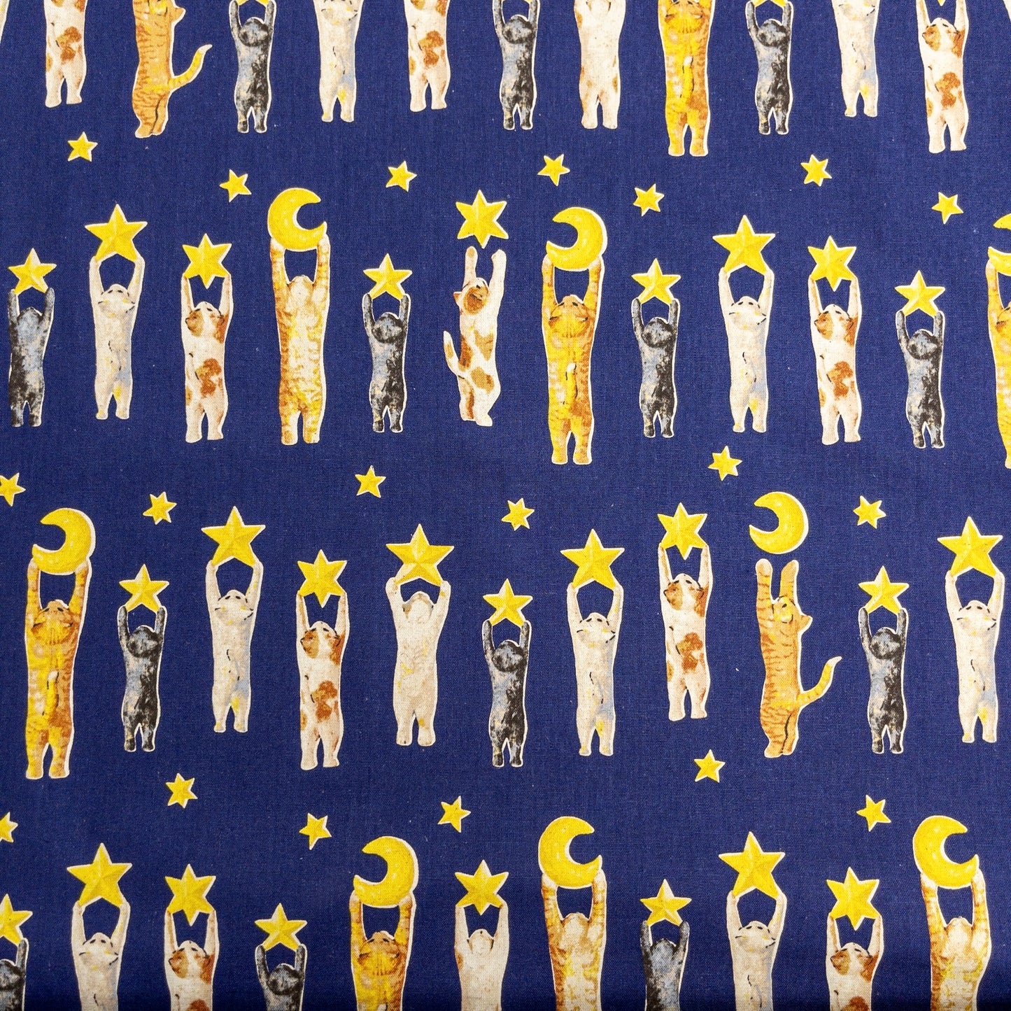 ネコノテキスタイル by SAKURA HANADUSA | 夜まで待てない cat 星星貓 | cotton linen 棉麻