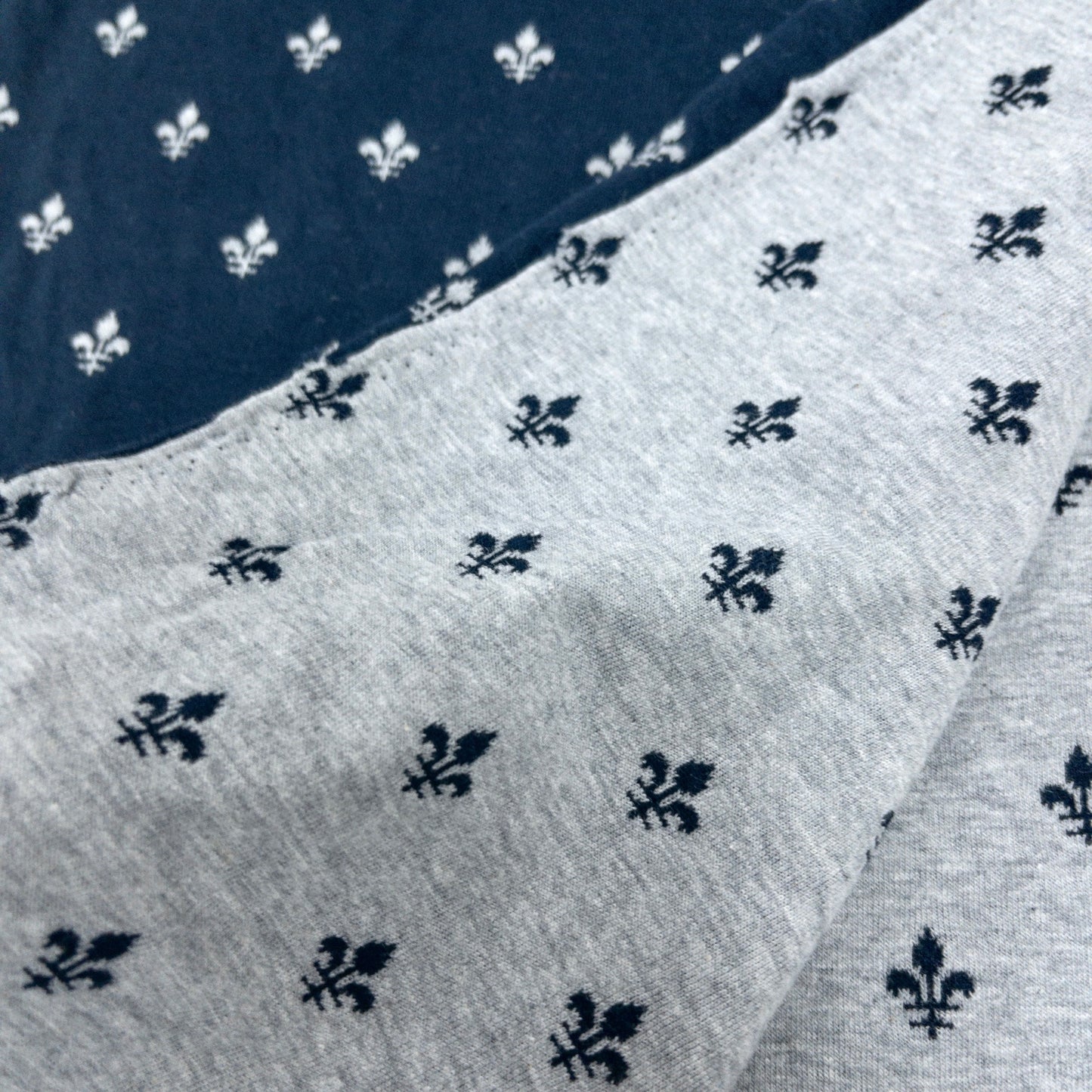 maffon | anchor navy gray 船錨 深藍+灰色 | cotton jacquard knit 雙面純棉提花針織 - 160cm
