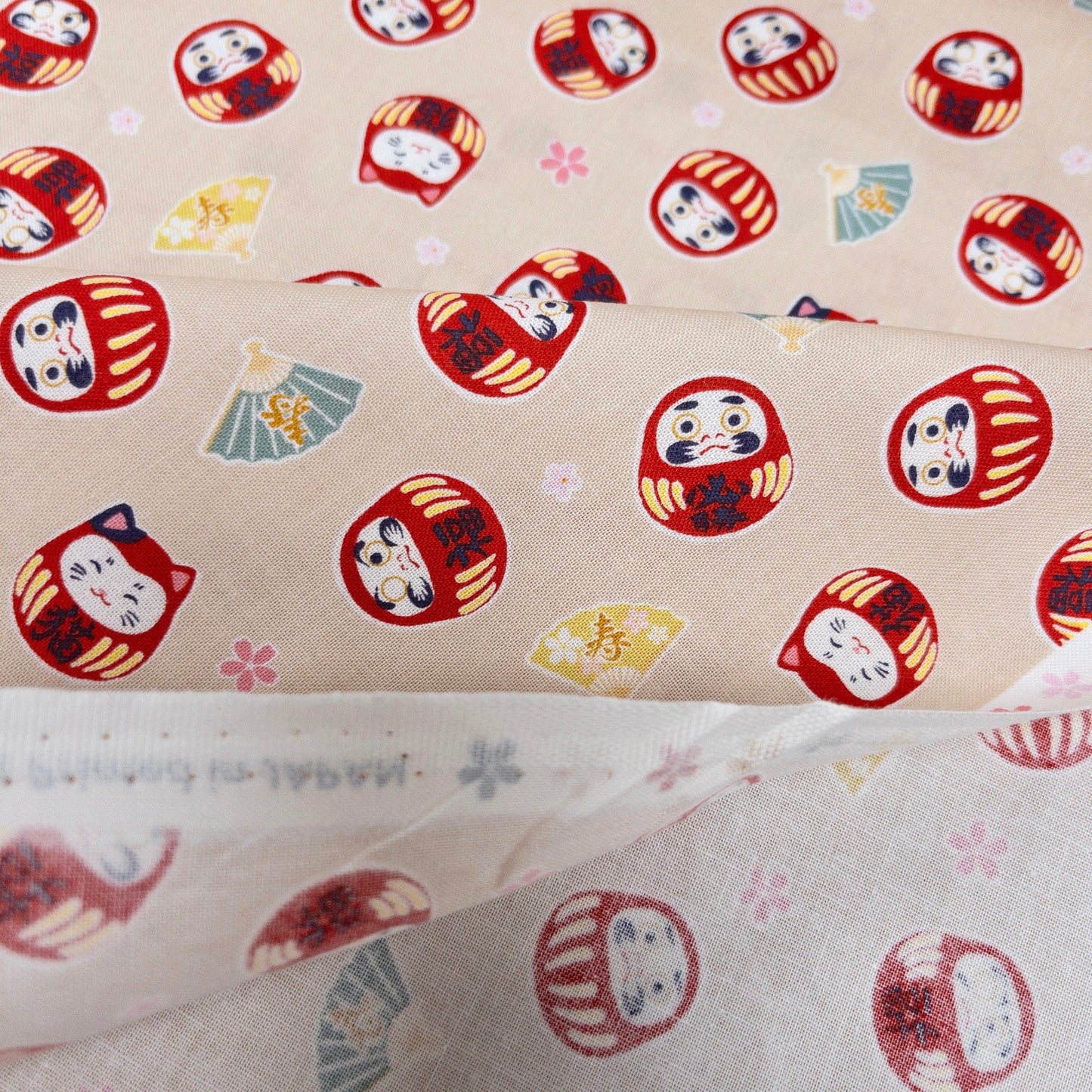 Japan | Japanese daruma cat 燙金和風達摩貓貓 | cotton printed sheeting 純棉