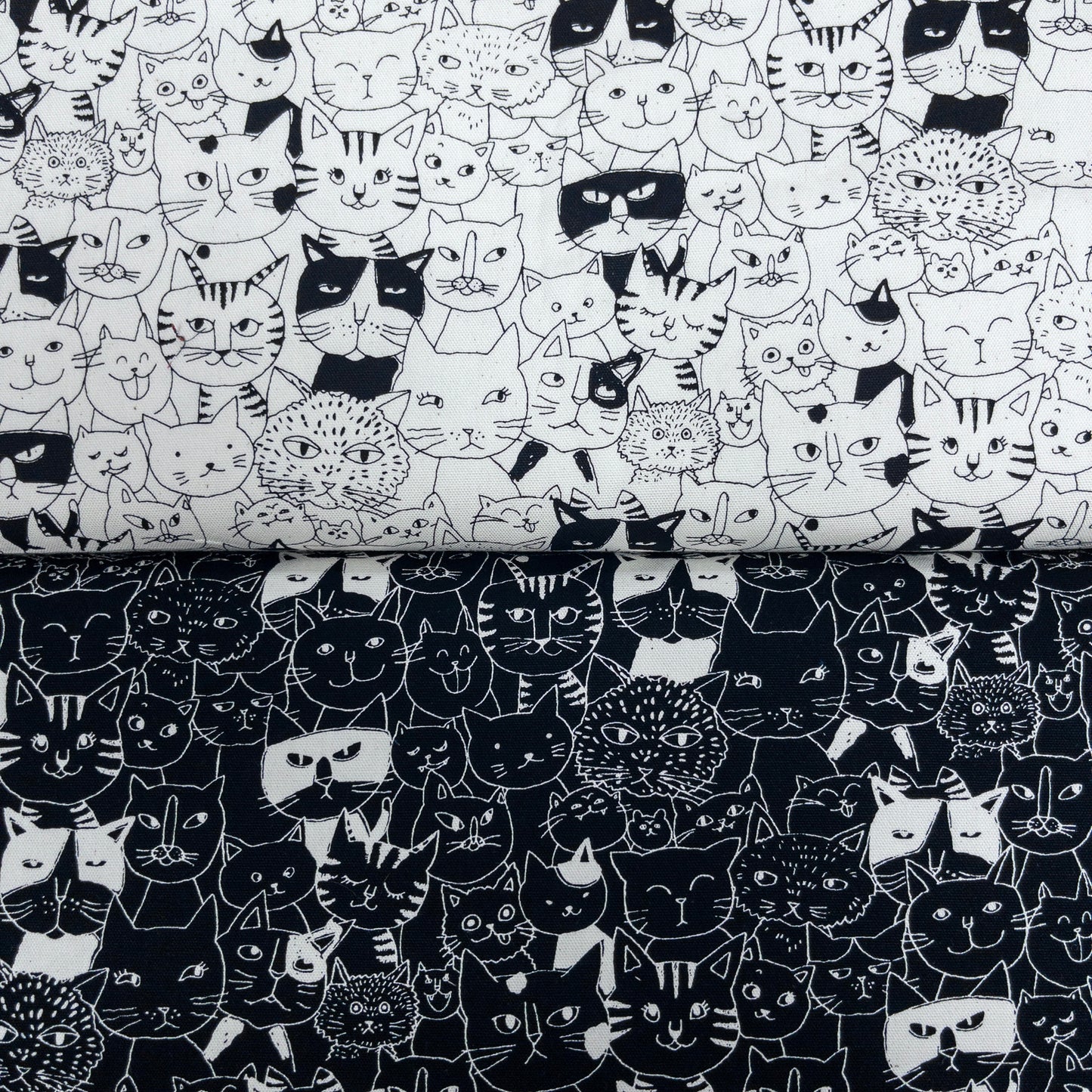 Japan | black white cat 黑白貓 | cotton printed sheeting