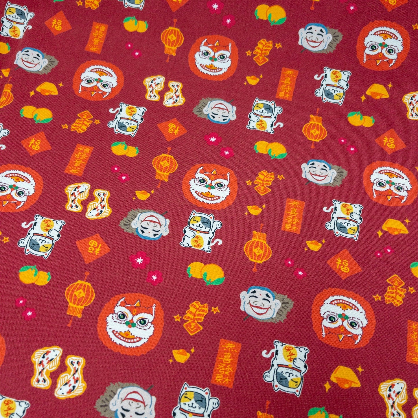 【K‧T FABRIC】恭喜發財新年 Chinese new year pattern|cotton printed oxford 純棉