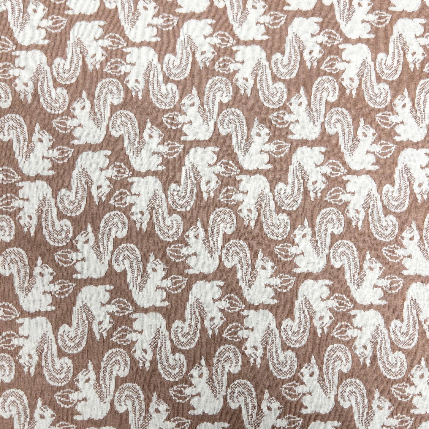 maffon | squirrel cocoa ivory 松鼠 啡+米色 | cotton jacquard knit 雙面純棉提花針織 - 160cm