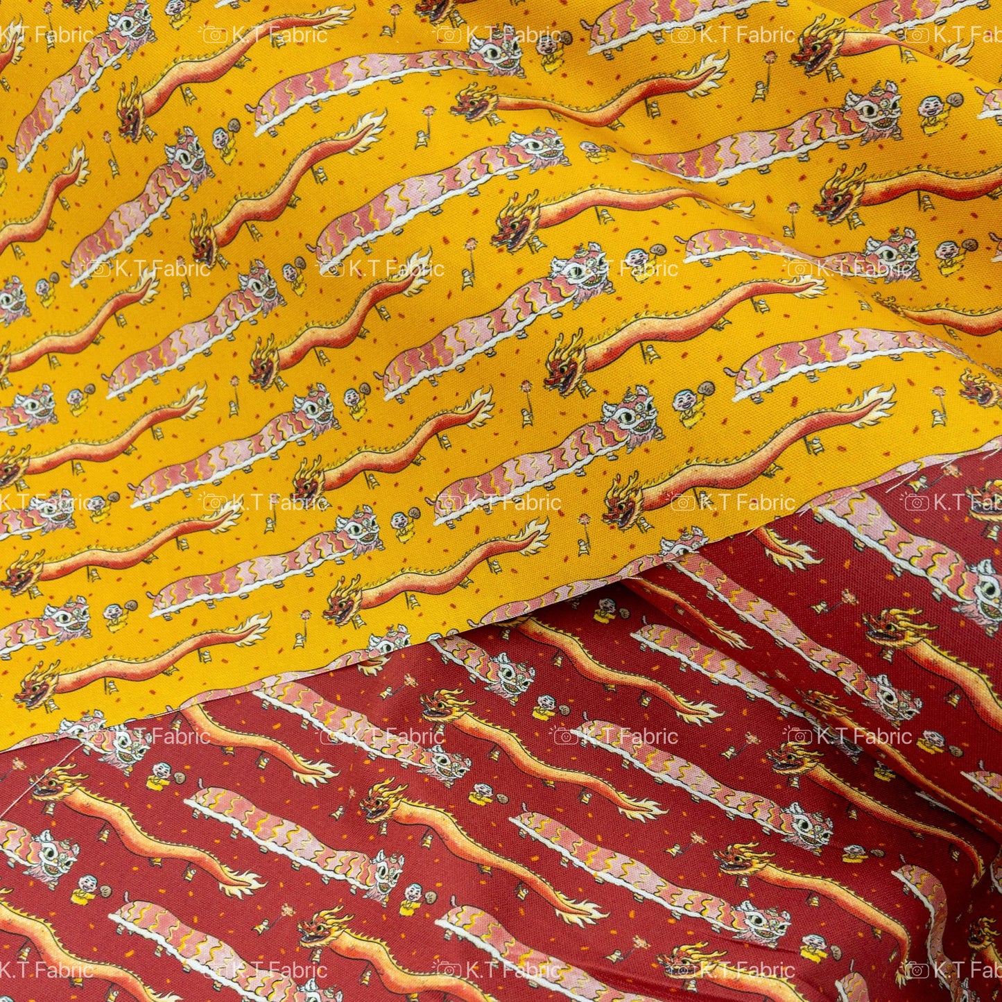 【K‧T FABRIC】舞龍舞獅 dragon and lion dance | cotton printed oxford 純棉