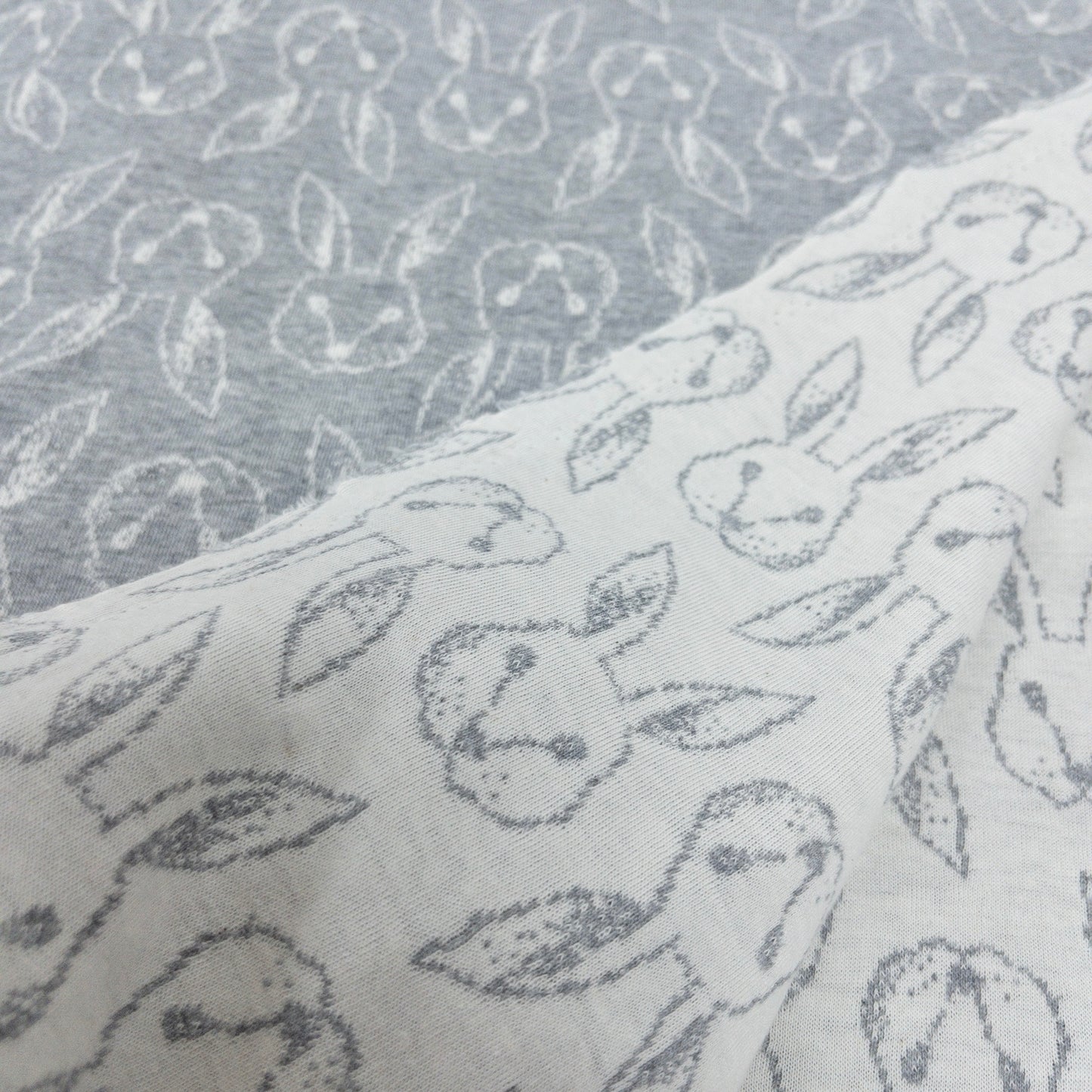 maffon | petit lapin grey ivory小兔子 灰+米色 | cotton jacquard knit 雙面純棉提花針織 160cm