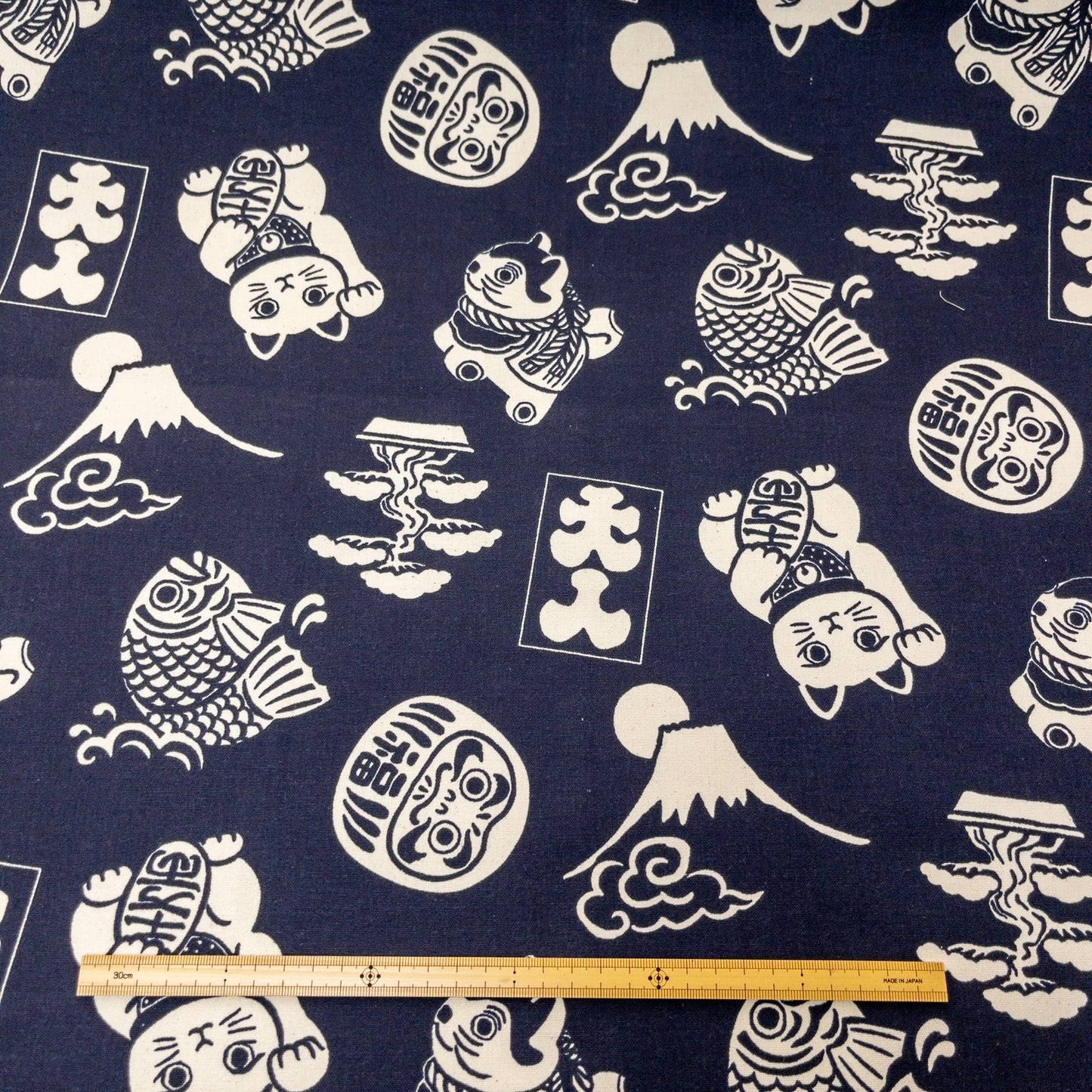 Japan | japanese pattern daruma 達摩富士山招財貓圖案 | cotton printed light weight canvas 純棉