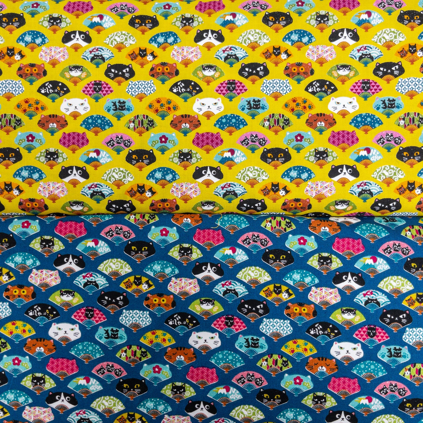 Japan | cat fan 貓の扇 | cotton printed sheeting
