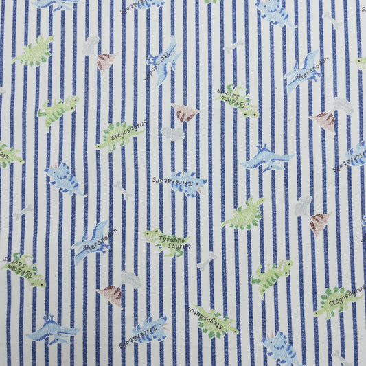 Japan | dinosaur petit embroidery 間條恐龍仿刺繡 | cotton printed oxford 純棉