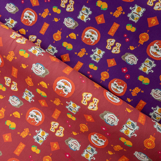【K‧T FABRIC】恭喜發財新年 Chinese new year pattern|cotton printed oxford 純棉