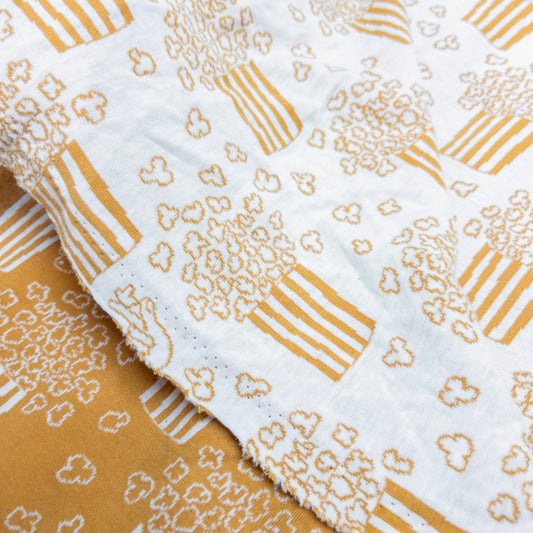 maffon | popcorn yellow ivory 爆谷 黃+米色 | cotton jacquard knit 雙面純棉提花針織 - 160cm