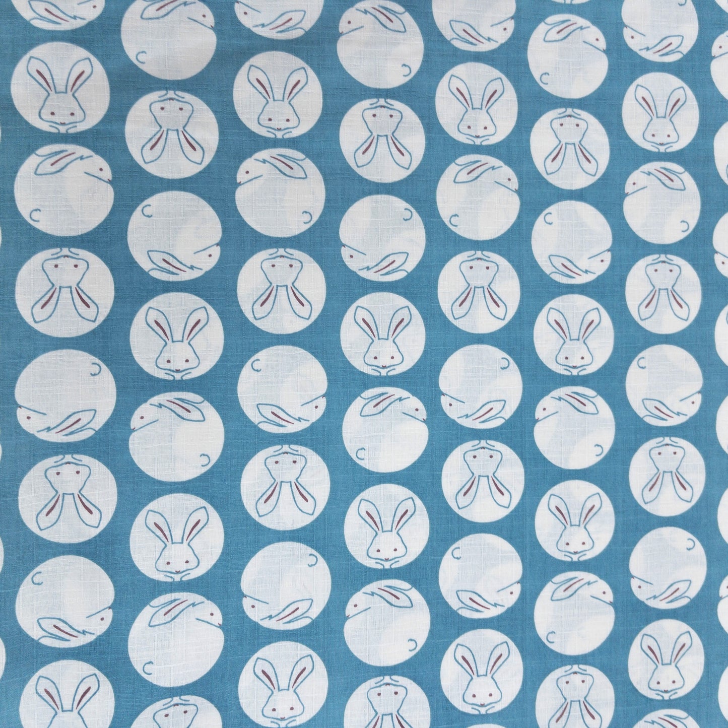 Japan | round rabbit 圓形白兔 | cotton shantung 竹節棉