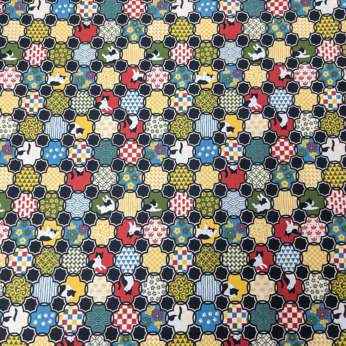 Japan | 和風拼圖貓貓 | cotton printed sheeting 純棉