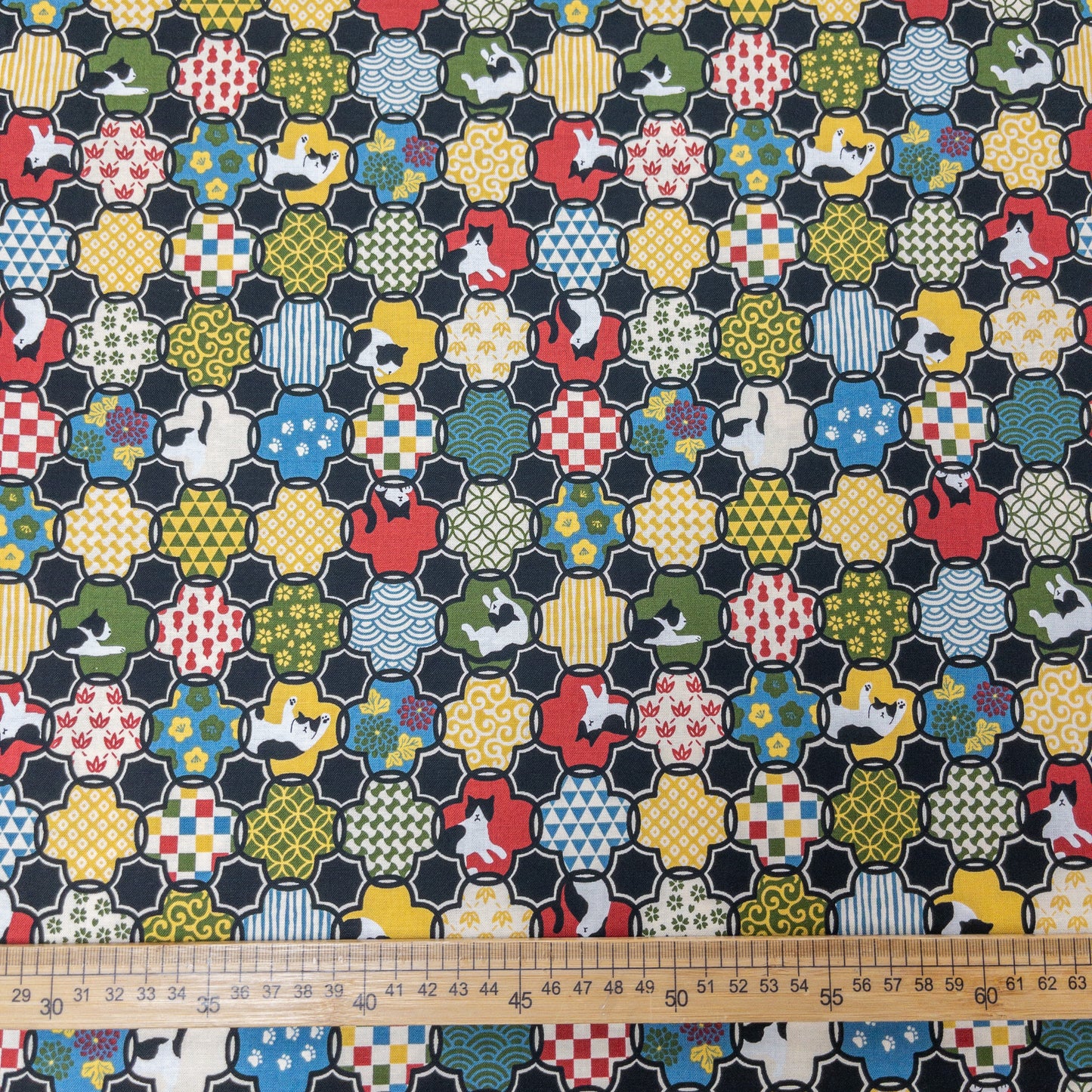 Japan | 和風拼圖貓貓 | cotton printed sheeting 純棉