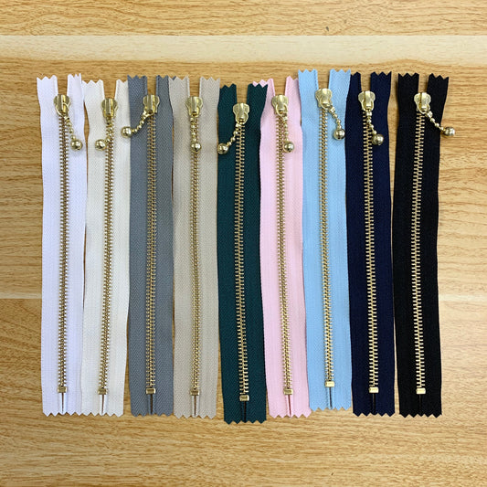 YKK 金銅牙金屬5號拉鍊 25cm - 珠鏈頭