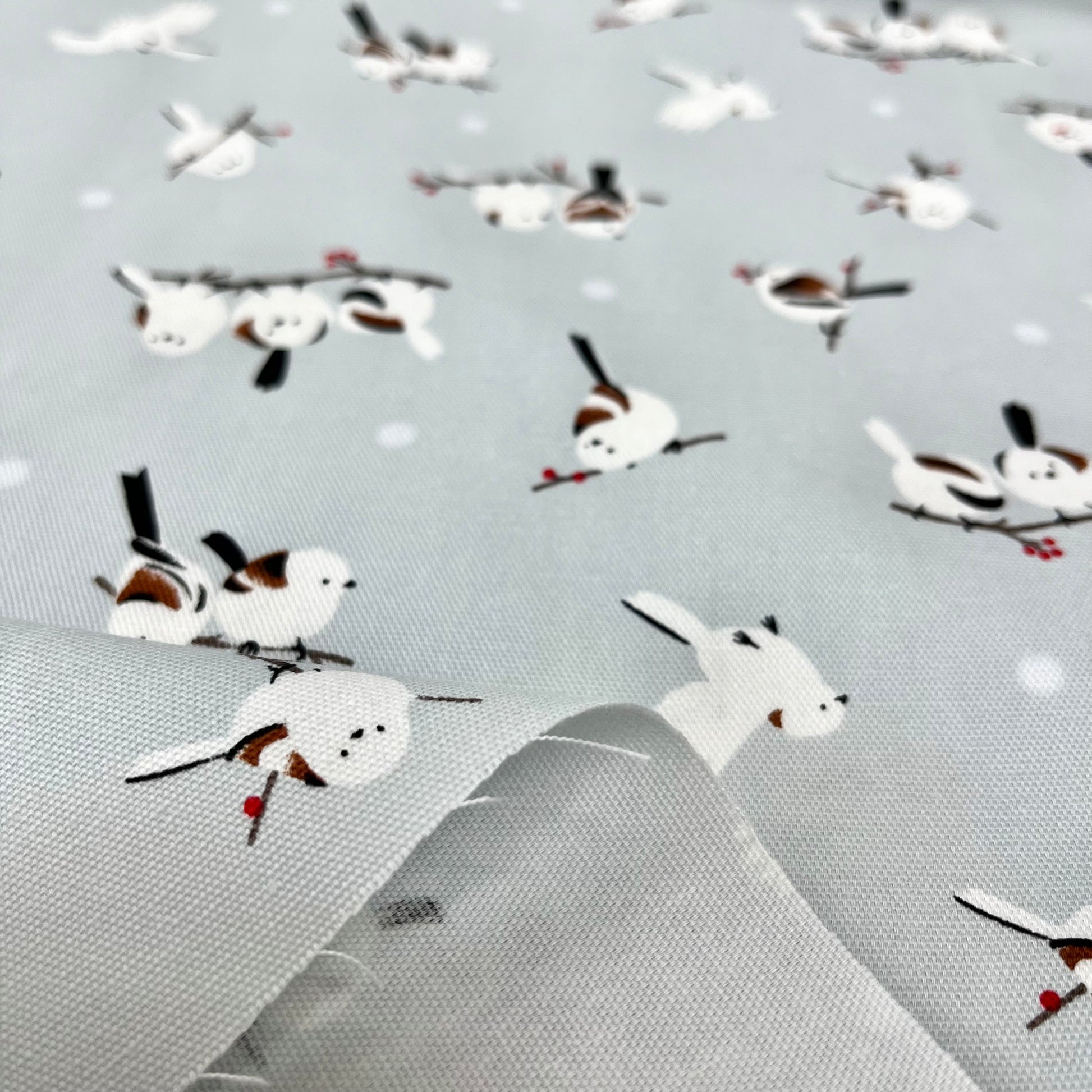 Japan | long-tailed tit 北海道小鳥「雪之妖精」 | cotton printed 