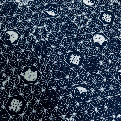 Japan | asanoha cat 麻の葉貓貓 | cotton printed dobby 竹節棉