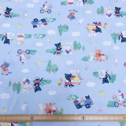 Japan | cat village 貓之小鎮 | cotton printed sheeting 純棉