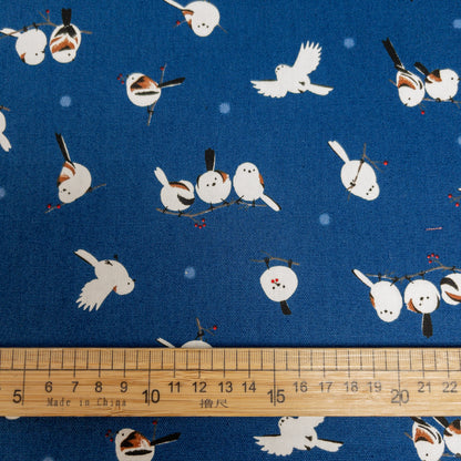 Japan | long-tailed tit 北海道小鳥「雪之妖精」 | cotton printed oxford 純棉