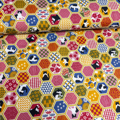 Japan | japanese cats 和風鑽石紋貓貓 | cotton printed sheeting 純棉