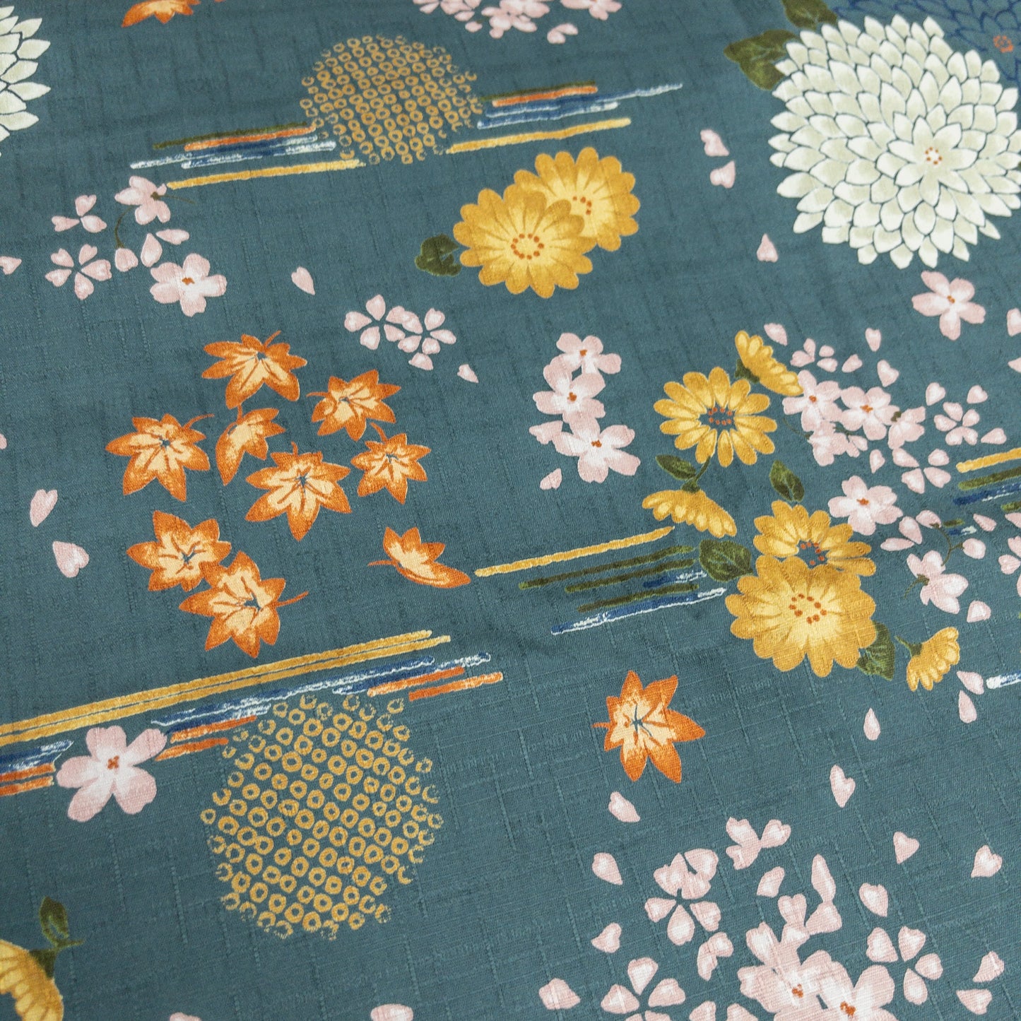 kobayashi | chrysanthemum cherry blossom maple 菊花櫻花和楓葉 | cotton poplin 竹節棉