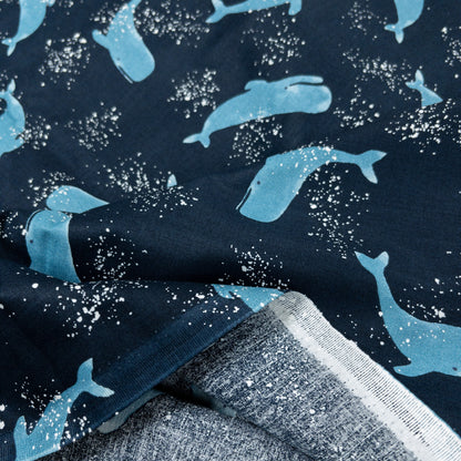 Japan | Whale in the sea 鯨魚海洋 | cotton printed sheeting 純棉
