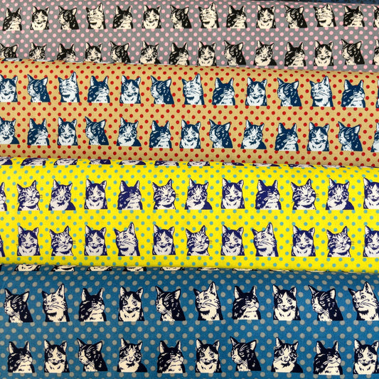 Japan | dots cat 波點拼色貓貓 | cotton printed sheeting 純棉