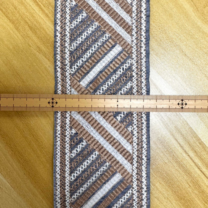 embroidery webbing 刺繡帶 | white brown stripes 白啡斜間 7.5cm