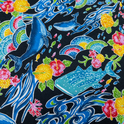 Japan | Okinawa whale 沖繩美麗海鯨魚 | cotton printed broad 純棉